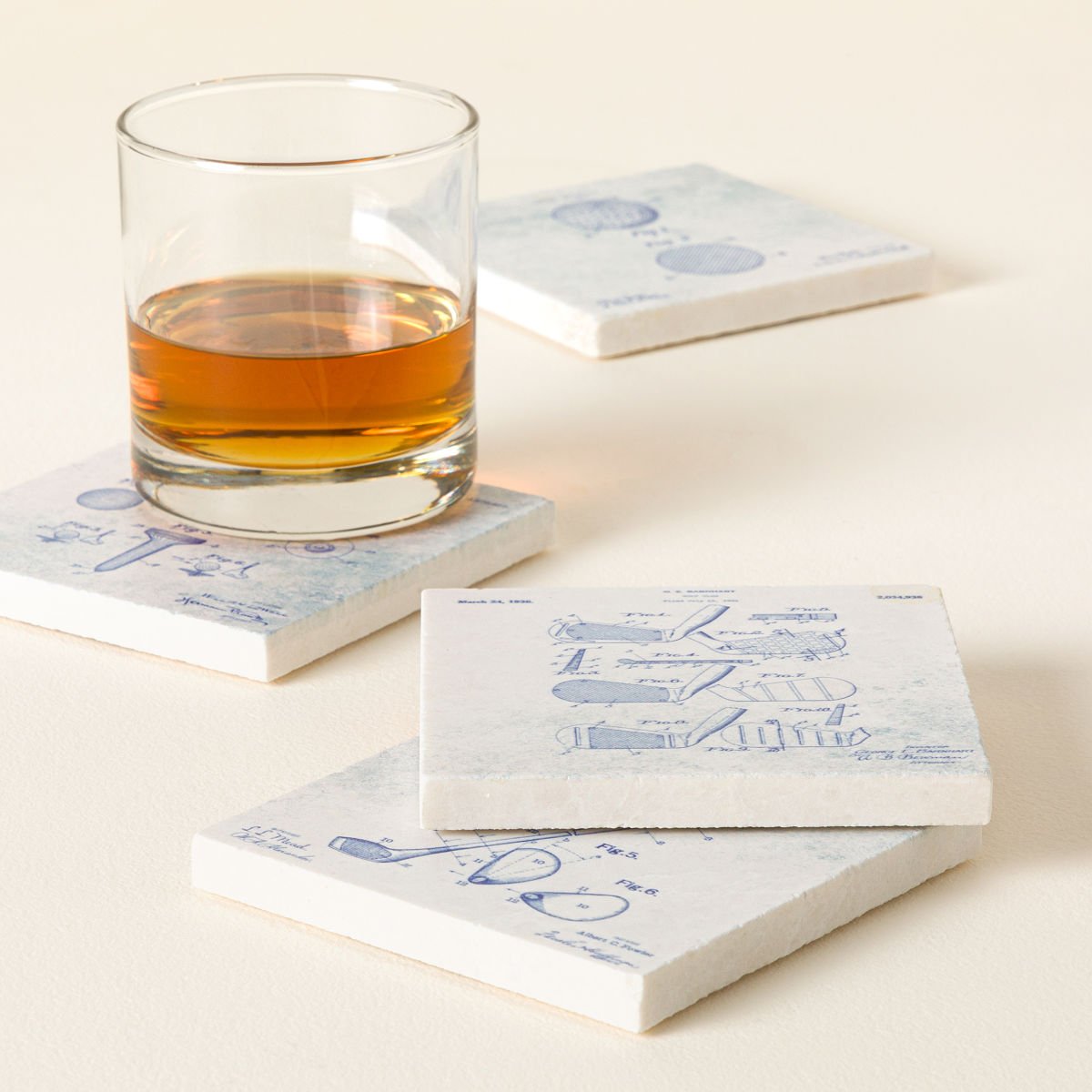 Golf Patent Coasters – Set of 4