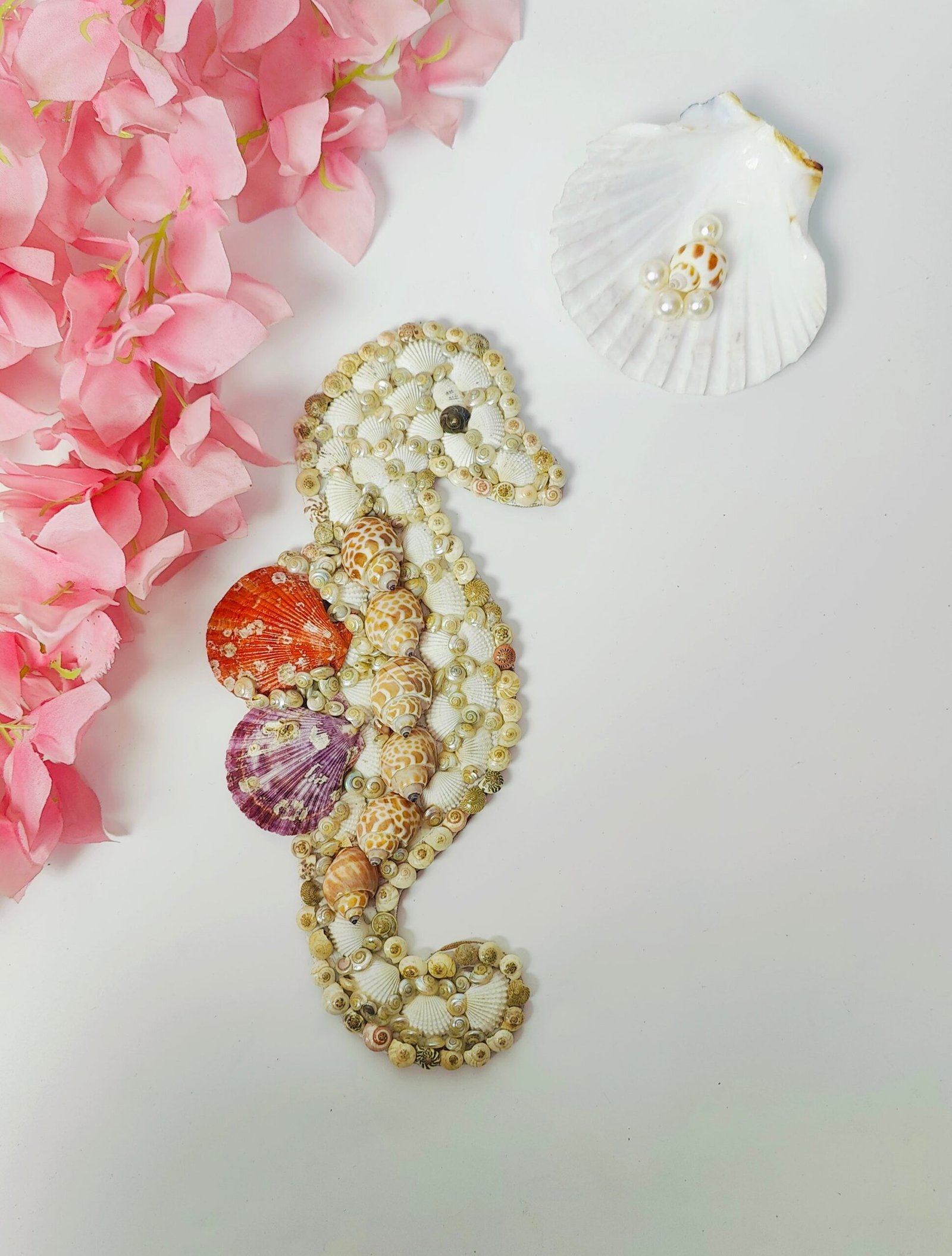 Handcrafted Seahorse Wall Art – Exquisite Seashell Décor 12 inch